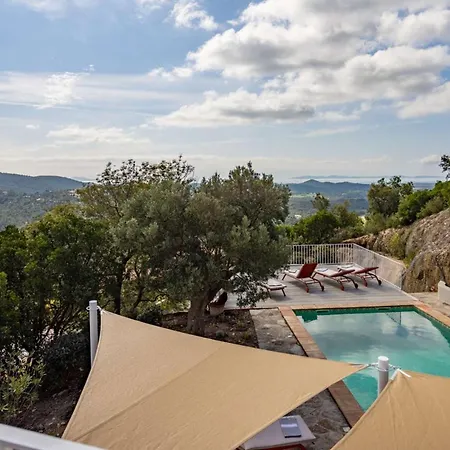 Mimosa, Climatisee Avec Piscine Et Vue Pour 10 Personnes A ヴィラ ラ・ロンド・レ・モール